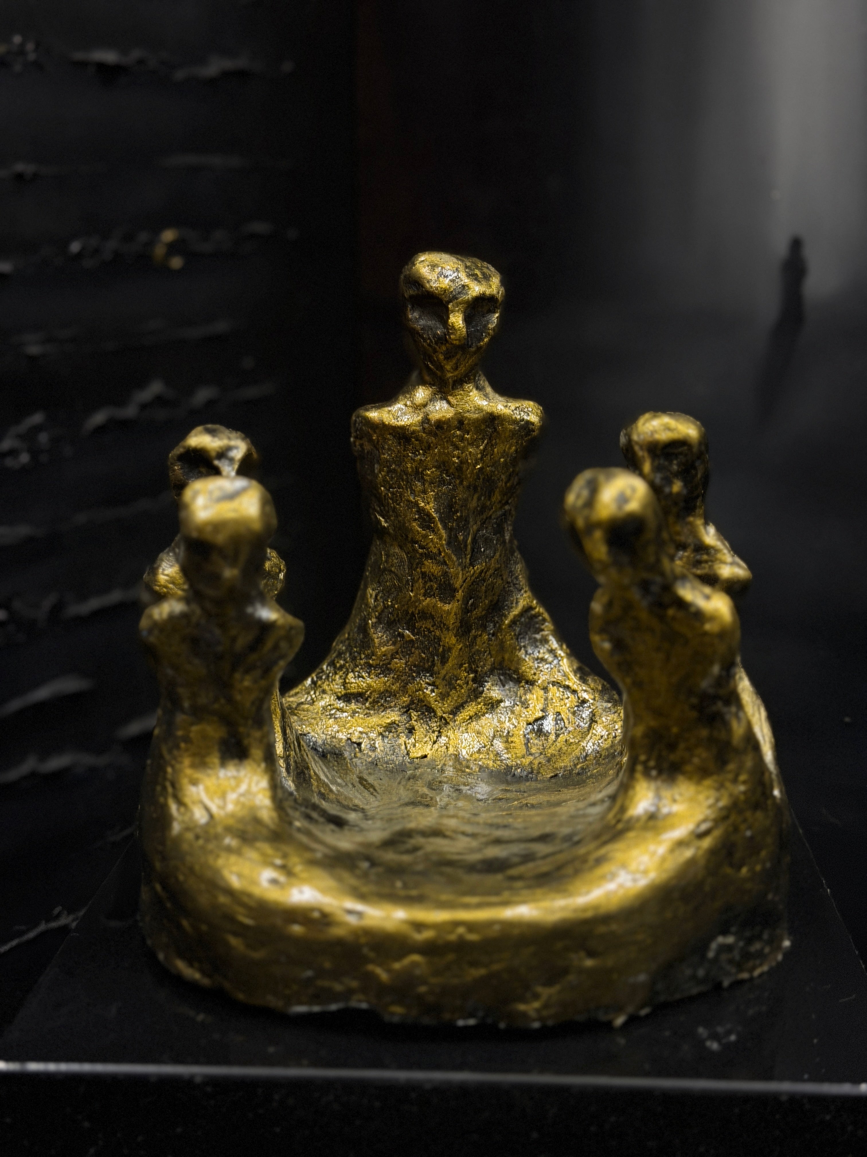 Symphysis, terracotta sculpture with acrylic and liquid gold by Cristina Gabriela
